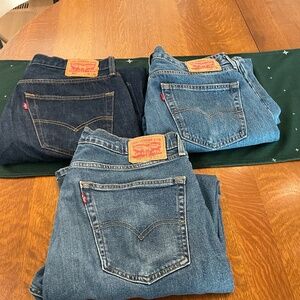 LOT of Men’s 36x32 Jeans - 3 Levi’s 1 Orvis Lot for total of 4 pairs - Like New